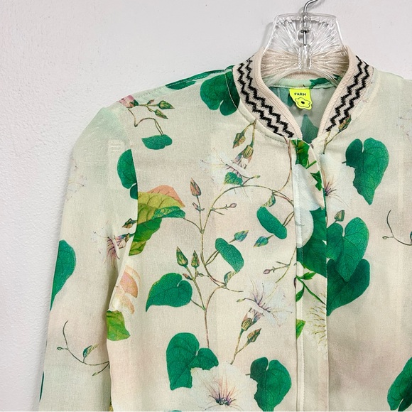 FARM RIO 🪴 Floral Motif Semi-sheer Bomber Jacket - Size S - Picture 2 of 7